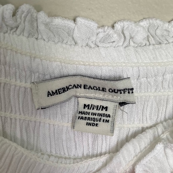 NWT American Eagle Embroidered Gauzey Strapless Wide Leg Jumpsuit White Size M - Picture 9 of 14